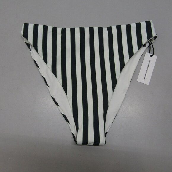 Anemos Women’s High-Waisted Bikini Bottom – Espresso Stripes – Size M - Picture 1 of 1
